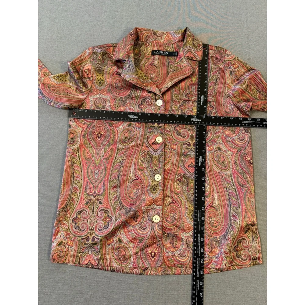 Lauren Ralph Lauren women's paisley sateen pajama top Size XS